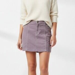 Free People Corduroy Mini Skirt Dusty Mauve Purple Back Zip Women's Size 0
